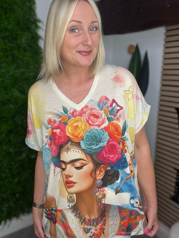 Tropical Detailed Zen Rose Top - Multi