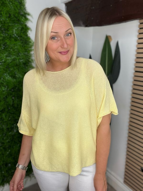 Fine Summer Knit Box Jumper - Lemon