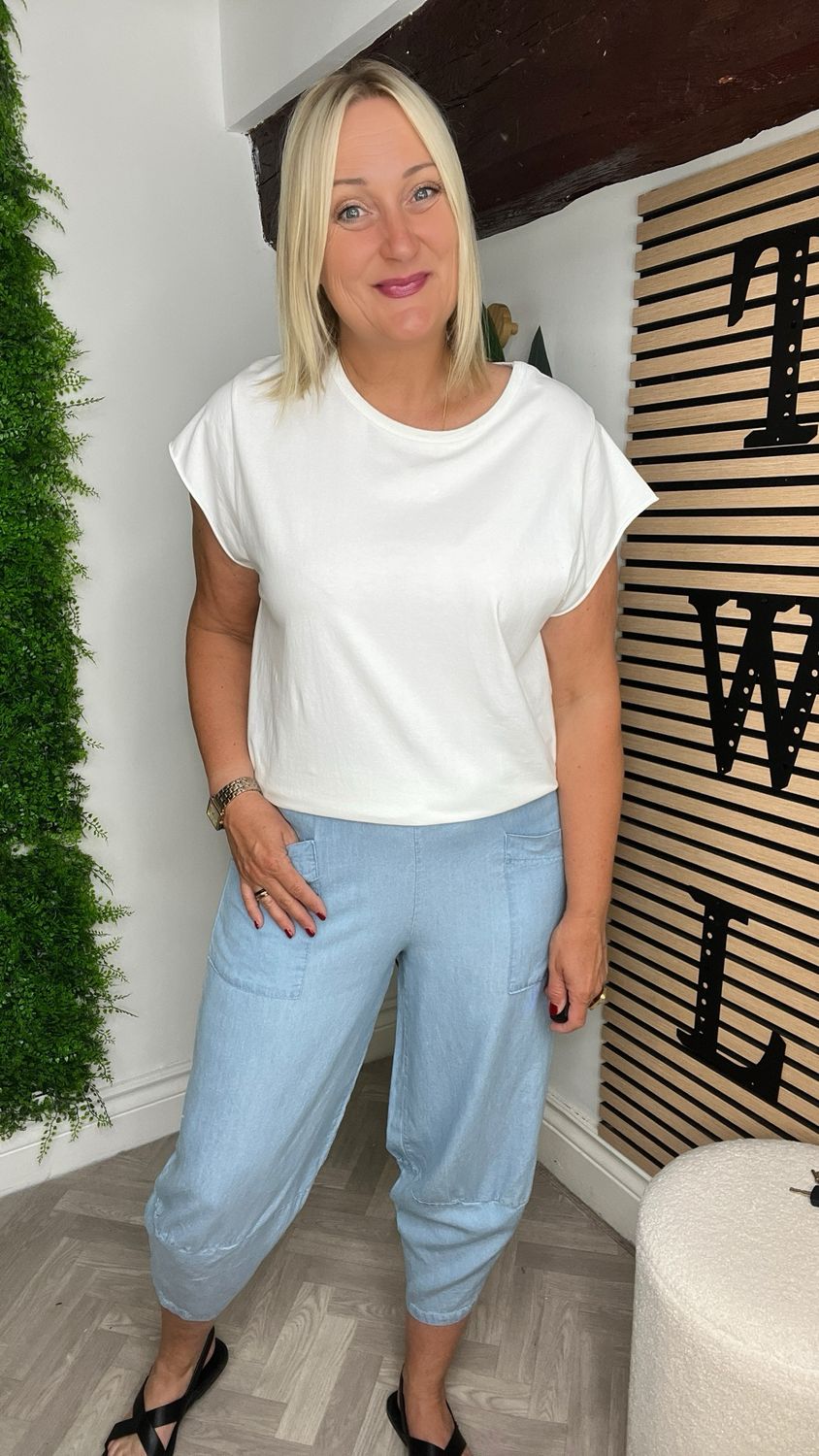 Light Chambray Lola Style Trousers - Light Wash