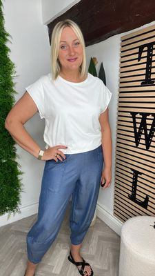 Light Chambray Lola Style Trousers - Mid Wash
