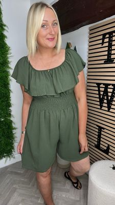 Bardot Playsuit- Khaki
