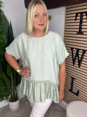 Sequin Detailed Top - Sage
