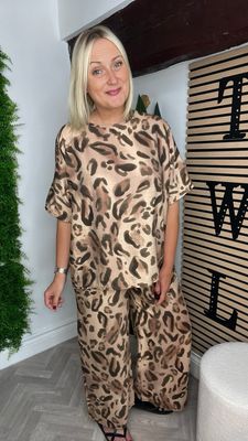 Leopard 2 Piece Co-ord - Camel