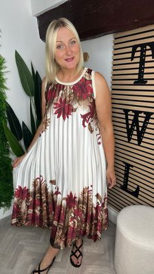 Pleat Dress - White