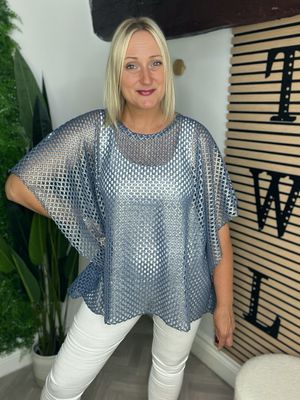 Honeycomb Teabag Top - Blue