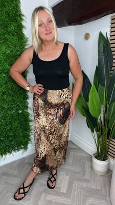Bias Cut Silk Blend Skirt - Tan Tones