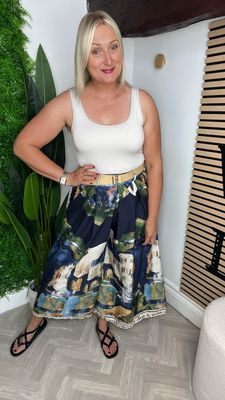 Belted Culottes - Blue Mix