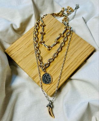 The Triple Necklace- Multi Metals Mix