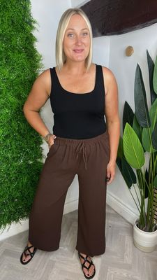Floaty Wide Leg Trouser - Chocolate