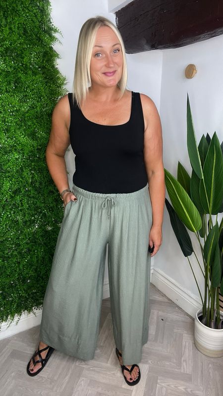 Wide Leg Drawstring Trouser - Khaki