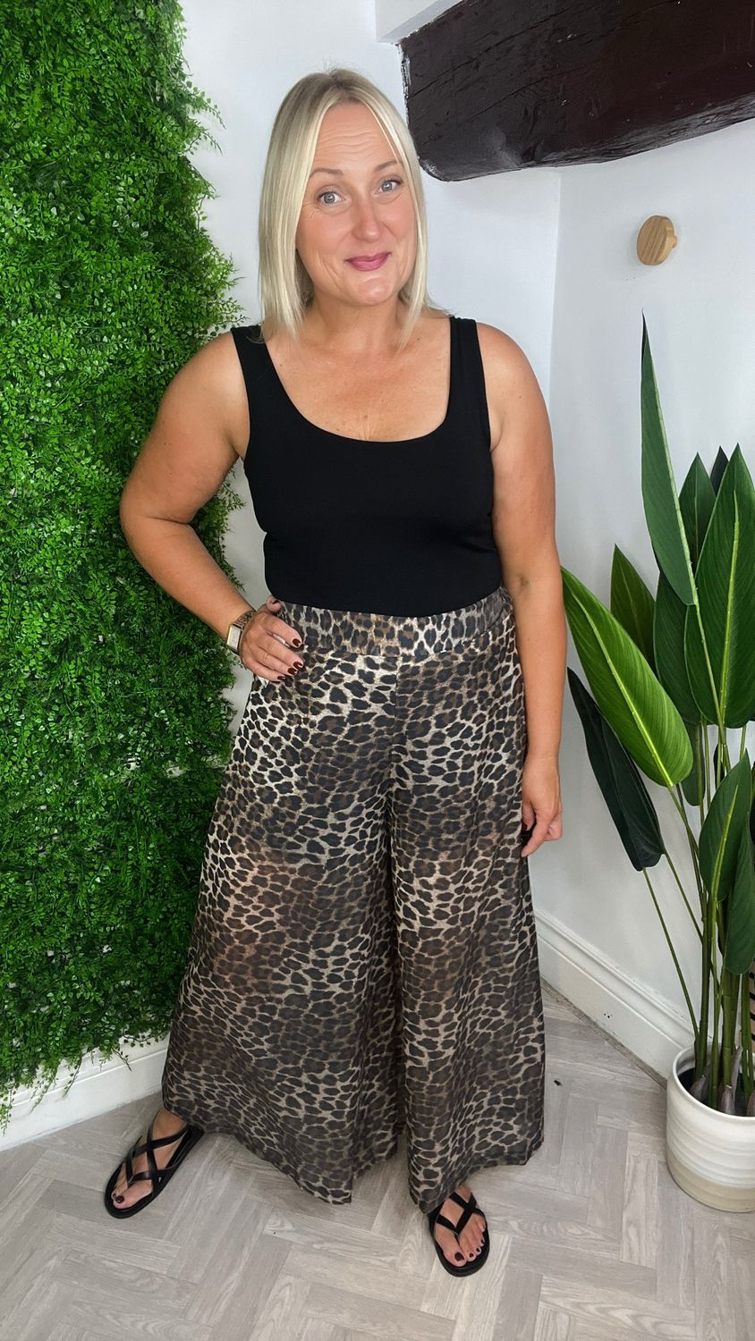 Sheer Leopard Print Trousers Lined