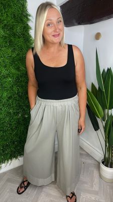 Jersey Wide Leg Trouser - Clay