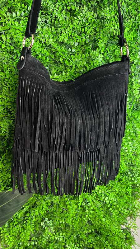 Real Suede Tassel Back - Black