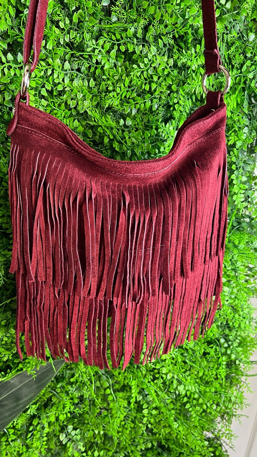Real Suede Tassel Back - Wine