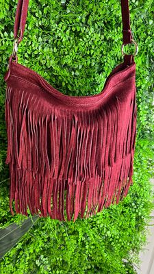 Real Suede Tassel Back - Wine