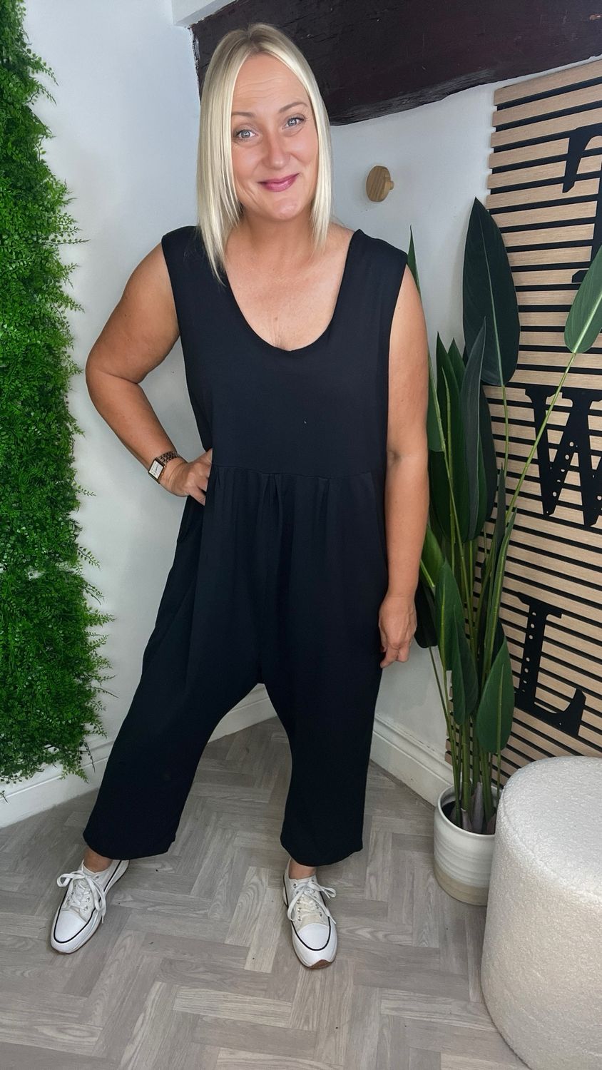 Pull On Jersey Jumpsuit - Black
