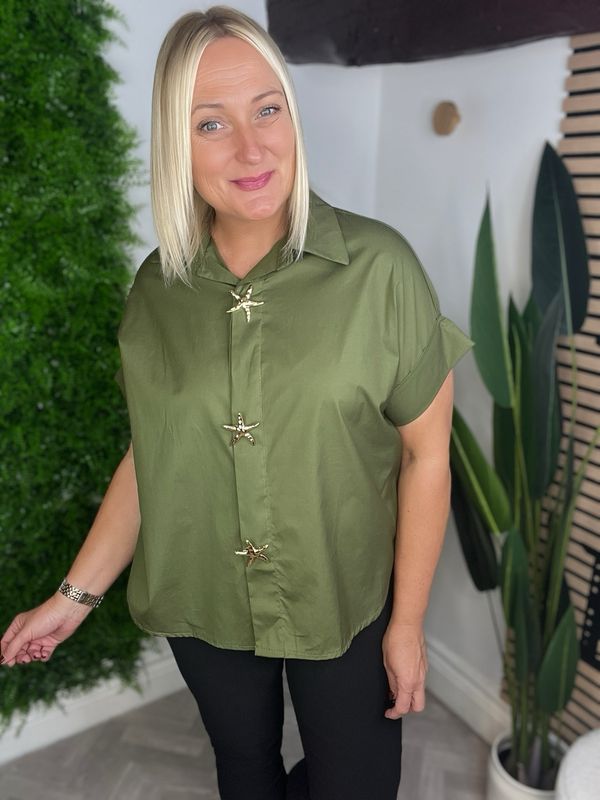 Starfish Broch Detailed Shirt - Khaki