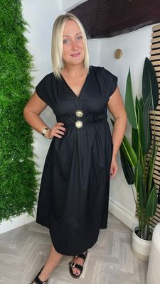 Sun Brooch Dress - Black
