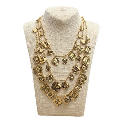 Gold Disc 3 Strand Necklace ( Can Be Worn Separate Too )