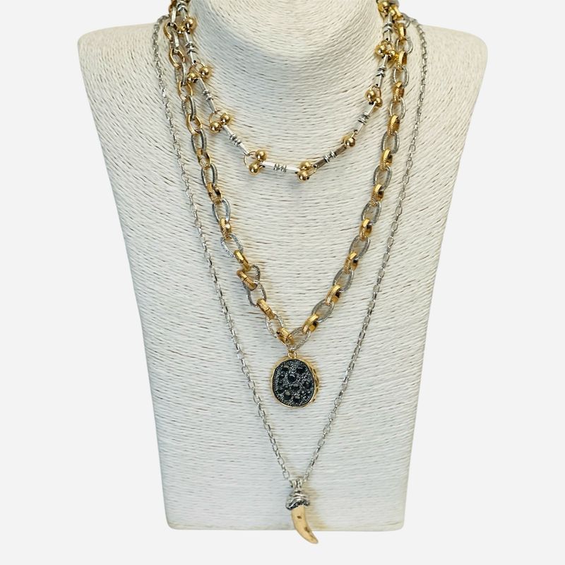 Mixed Metal Triple Necklace