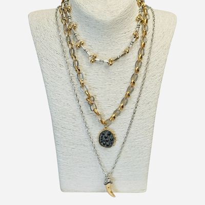 Mixed Metal Triple Necklace