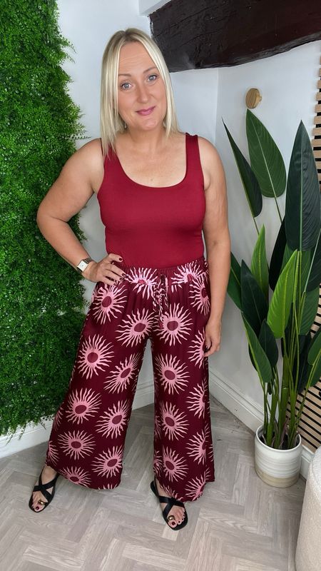 Sun Silk Blend Wide Leg Trousers - Wine