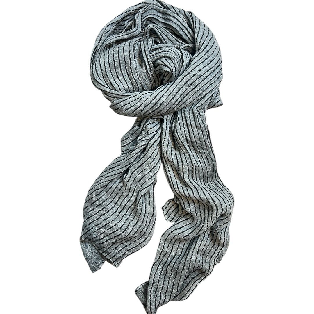 Striped Scarf - Grey & Black