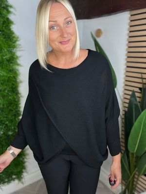 Cross Front Jumper Reversible - Black