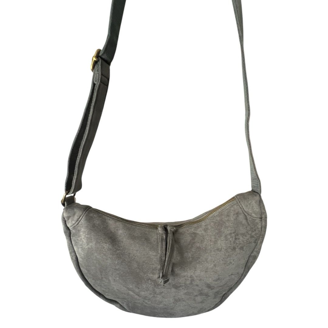 Half Moon Suedette Crossbody Bag - Storm Grey