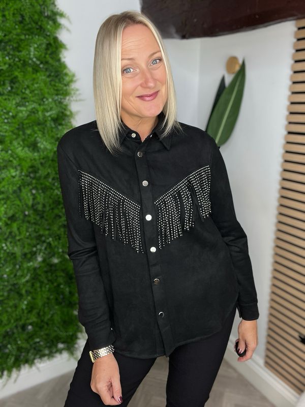 Moleskin Fringe Shirt - Black