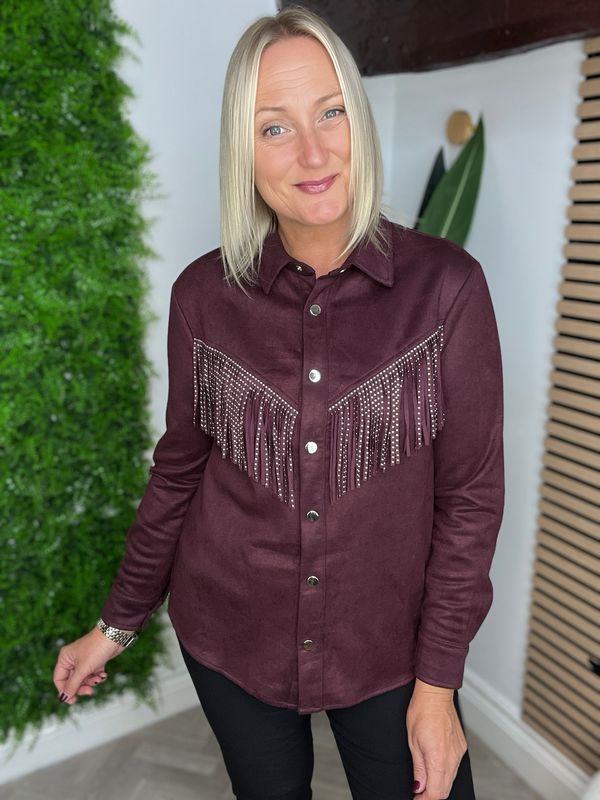 Moleskin Fringe Shirt - Wine