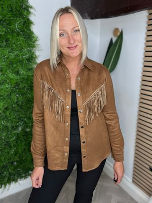 Moleskin Fringe Shirt - Camel