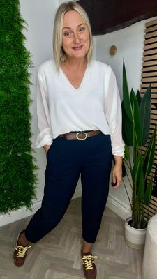 Barrel Leg Magic Trousers - Navy