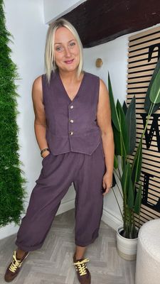 Barrel Corduroy Trousers - Mauve