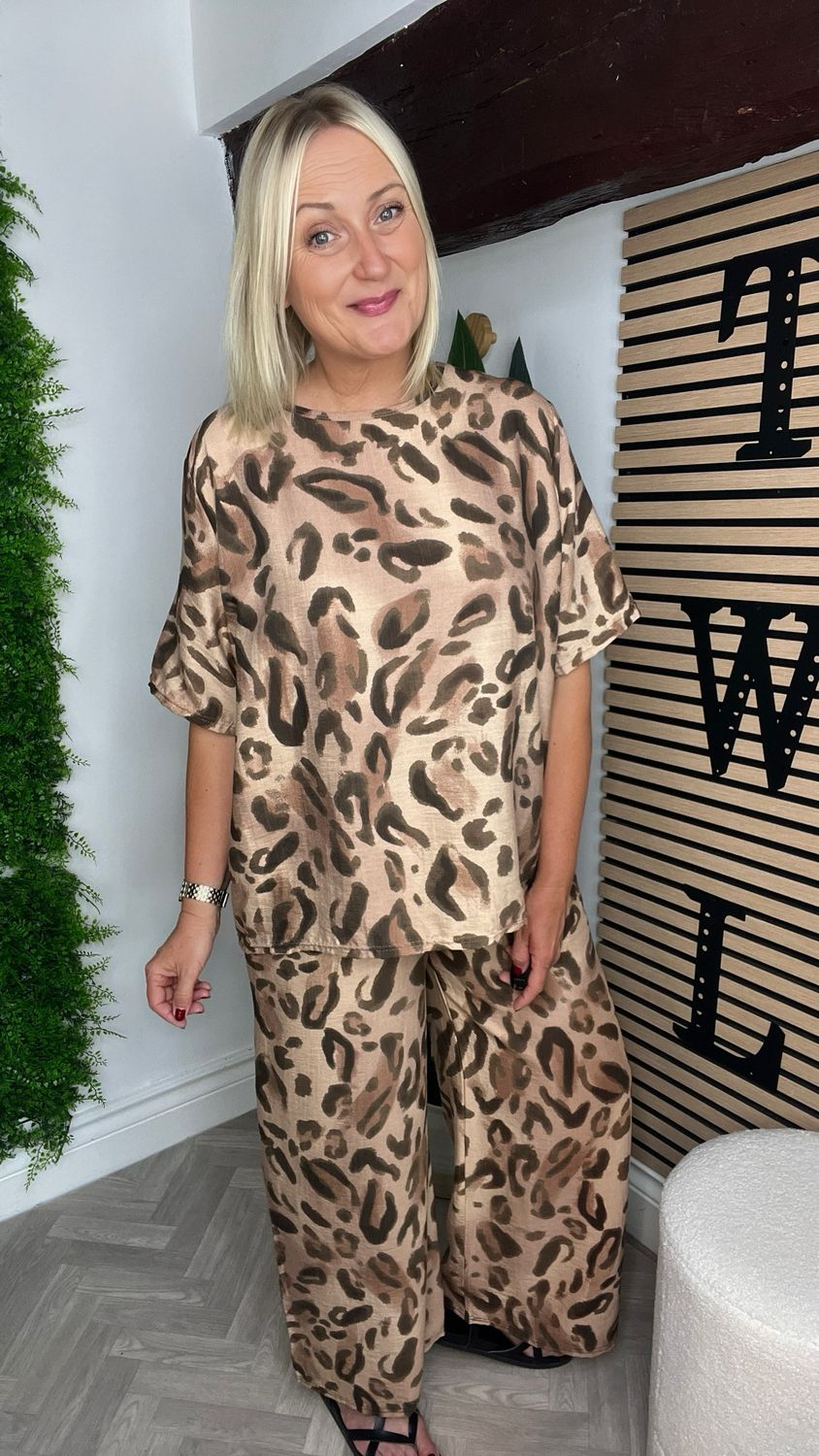 Leopard 2 Piece Co-ord Set - Mocha