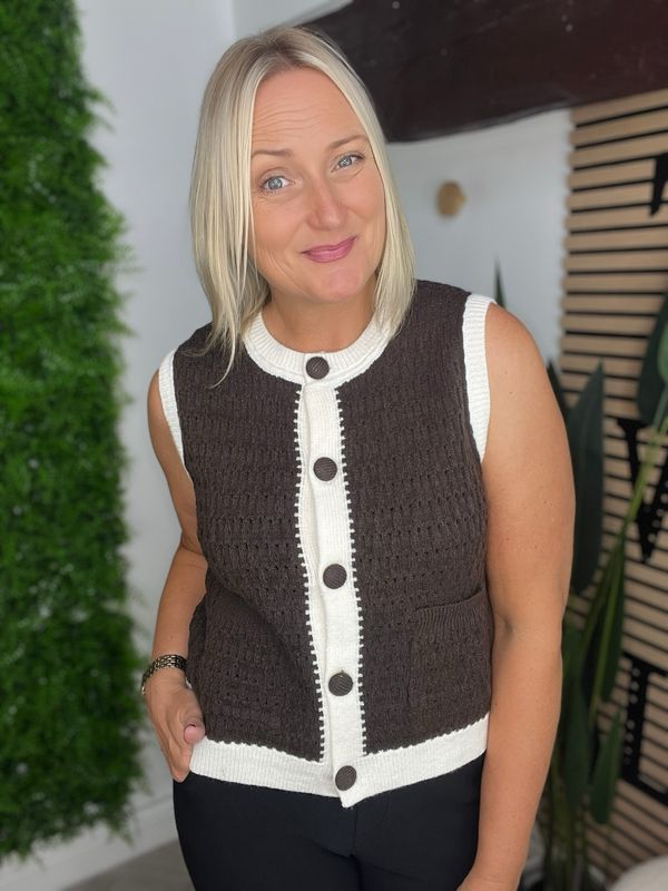 Knit Waistcoat - Chocolate