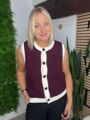 Knit Waistcoat - Wine