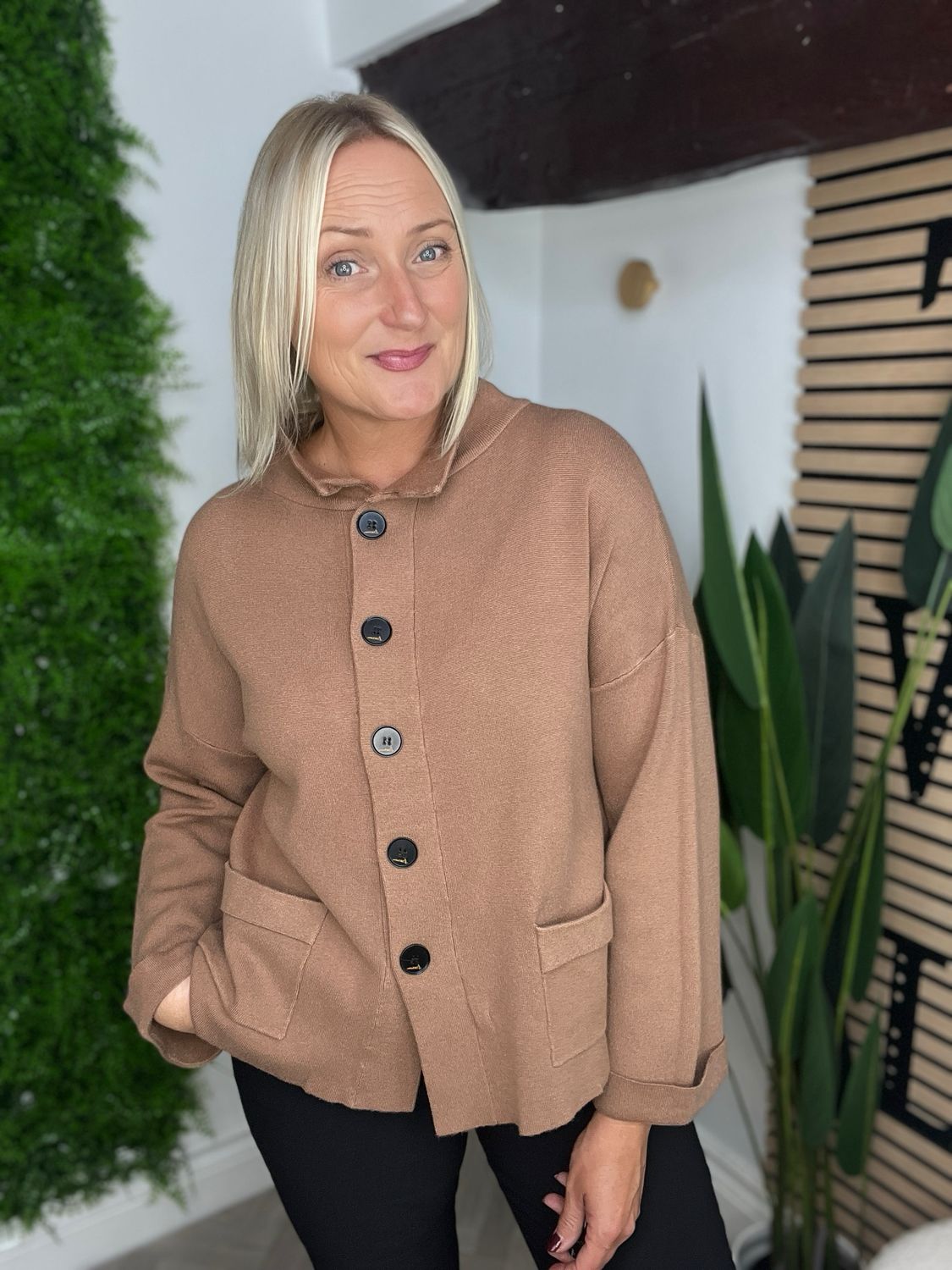 2 Pocket Cardigan / Jumper - Camel