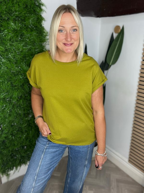 Capped Sleeve Tee - Chartreuse Green