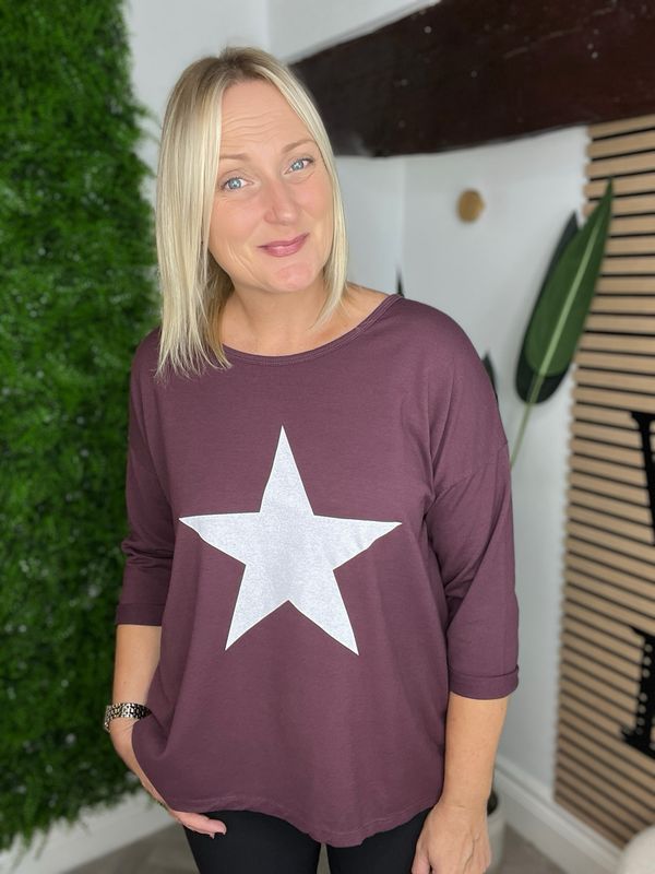Jersey Star Top - Rich Plum