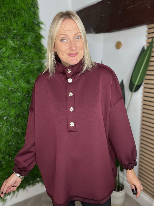 Scuba Halftime Button Neck - Wine