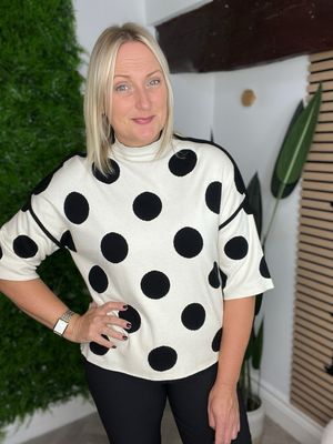 Funnel Neck Spot Jumper - Ecru