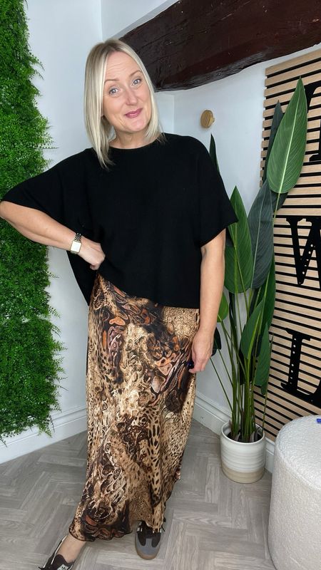 Bias Cut Silk Blend Skirt - Animal Print