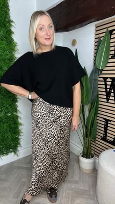 Bias Cut Silk Blend Skirt - Leopard Print
