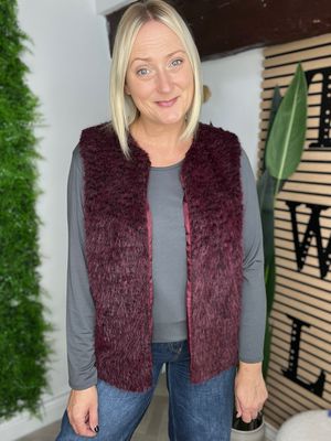 Faux Fir Gilet - Wine