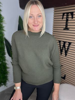 Crimp Pipe Detail Jumper - Khaki