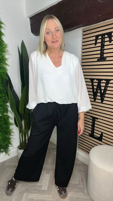 Scuba Wide Leg Trousers - Black