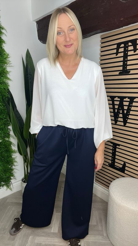 Scuba Wide Leg Trousers - Navy
