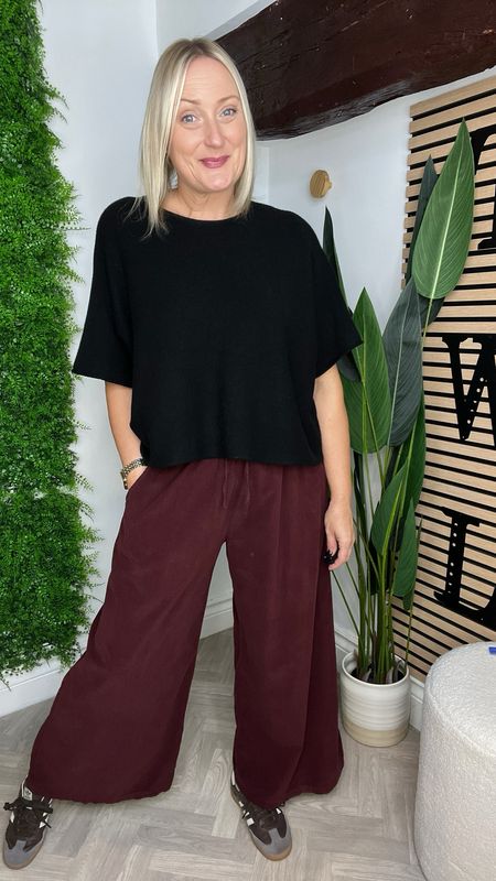 Wide Leg Corduroy Trouser - Wine