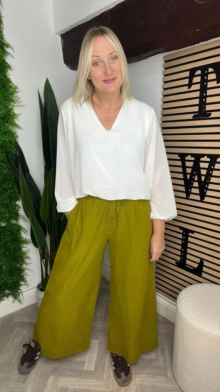 Wide Leg Corduroy Trouser - Chartreuse